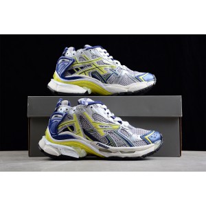 Balenciaga Runner Sneaker in white, blue -yellow - grey and black mesh and nylon