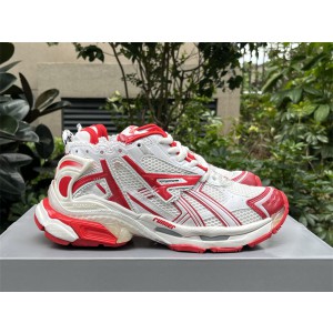 Balenciaga Runner Sneaker in white and red mesh and nylon