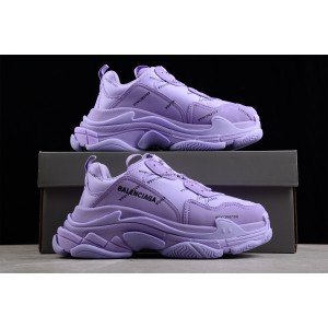 Balenciaga Triple S Trainers Allover Logo In Light Purple And Black Technical Material