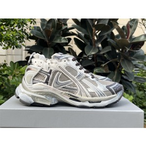 Balenciaga Runner Sneaker in sliver and cream white nylon and suede-like fabric