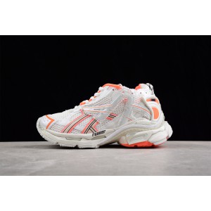 Balenciaga Runner Sneaker in Neon Orange and Off-White Mesh and Nylon