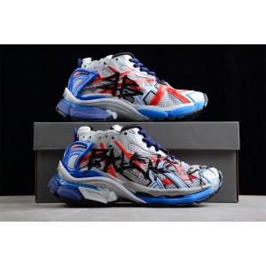 Balenciaga Runner Graffiti Trainers in Grey - Blue - Red BGRN-007