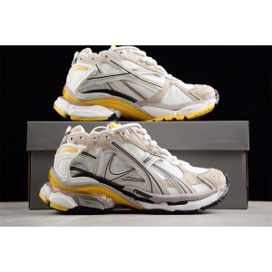 Balenciaga Runner Sneaker in grey, white, black and yellow nylon and suede like fabric