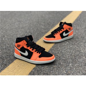 Air Jordan 1 Mid Black Orange Peel