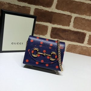 Gucci 1955 Horse Bit Polka Dot Wallet On A Chain