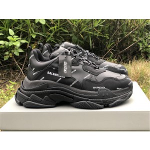 Balenciaga Allover Logo Triple S Sneaker Black