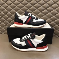 Gucci Black White With Web Shoes