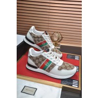 Gucci Beige White GG Logo Web Shoes