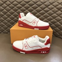 Louis Vuitton Trainer White Red Signature Shoes