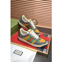 Gucci Screener Grey Yellow With Web Shoes