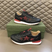 Gucci Logo Stars Black Red Shoes