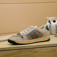 Gucci Screener logo-jacquard canvas and distressed leather sneakers