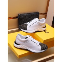 Fendi leather and FF fabric sneakers