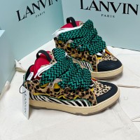 Lanvin Leopard Curb Sneakers