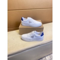 Prada Downtown brushed white leather sneakers