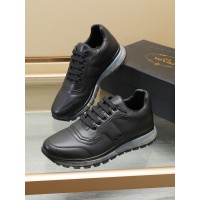 Prada logo black leather sneakers