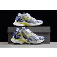 Balenciaga Runner Sneaker in white, blue -yellow - grey and black mesh and nylon