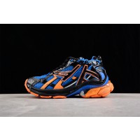 Balenciaga Runner Sneaker in Blue, Orange, Black and White Mesh and Nylon