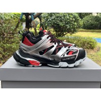 Balenciaga Track Sneaker in black, red and silver mesh and nylon