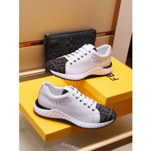 Fendi leather and FF fabric sneakers