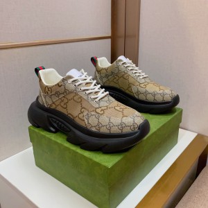 Gucci Beige Canvas Leather Sneakers