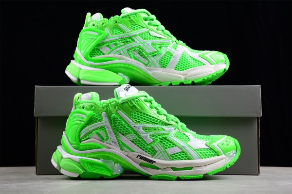 Balenciaga Runner Sneaker in neon green and white mesh and nylon