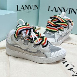 Lanvin White Grey Curb Sneakers