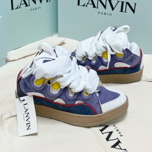 Lanvin White Purple Curb Sneakers