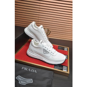 Prada White Lace Up Sneakers