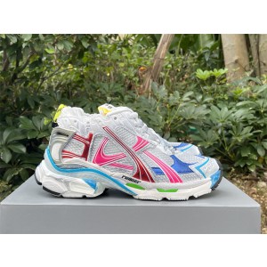 Balenciaga Runner Sneaker in white, red, navy and pink nylon and suede-like fabric