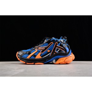 Balenciaga Runner Sneaker in Blue, Orange, Black and White Mesh and Nylon