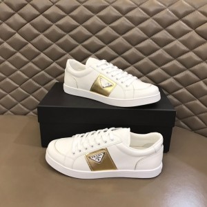 Prada White Gold Sneakers