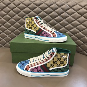 Gucci Tennis 1977 Multicoloured Webbing Trimmed Logo Jacquard Canvas Sneakers