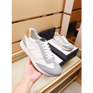 Gucci Logo White And Grey Leather Sneaker