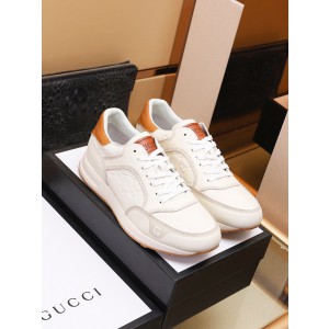 Gucci White And Brown Leather Sneakers