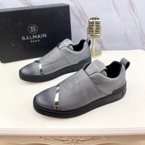 Balmain Grey Leather Shoes
